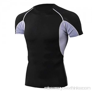 Fashion Quick Drying T Shirt,Donci Stitching Tight Men's Short Tees Summer New Running Sports Crew Neck Tops Gray B07Q1FMS89